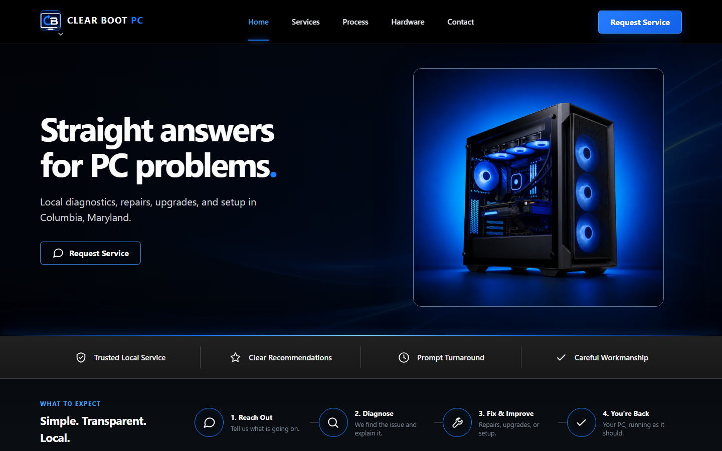 Clear Boot PC home page preview
